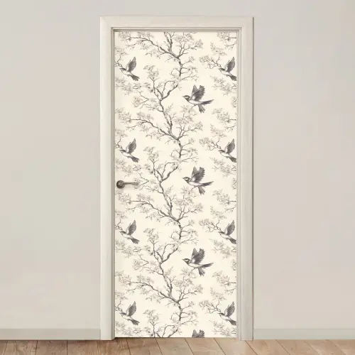 Takken - Vogels - Beige deurposter klein 289 -3d_beige