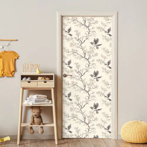 Takken - Vogels - Beige deurposter klein 289 -sfeer4