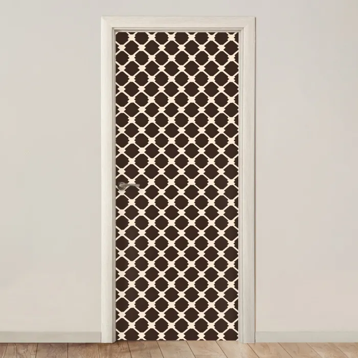 Bruin - Ruitpatroon - Geometrisch deurposter klein 289 -3d_beige