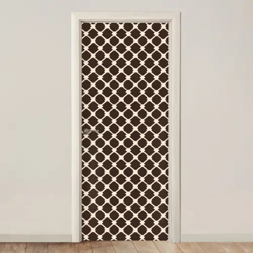 Bruin - Ruitpatroon - Geometrisch deurposter klein 289 -3d_beige