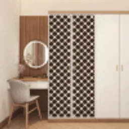 Bruin - Ruitpatroon - Geometrisch deurposter klein 289 -sfeer3