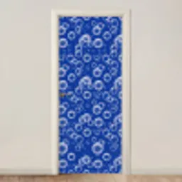 Bubbels - Patroon - Blauw deurposter klein -3d_beige
