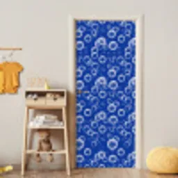 Bubbels - Patroon - Blauw deurposter klein -sfeer4