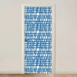 Ruitpatroon - Blauw - Crème deurposter klein 289 -3d_beige