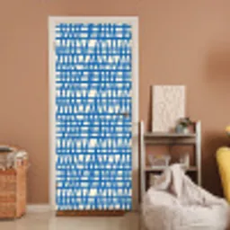Ruitpatroon - Blauw - Crème deurposter klein 289 -sfeer1