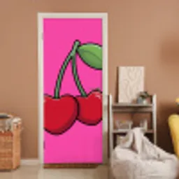 Kers - Roze - Fruit deurposter klein -sfeer1