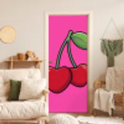 Kers - Roze - Fruit deurposter klein -sfeer2