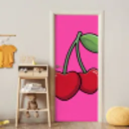 Kers - Roze - Fruit deurposter klein -sfeer4