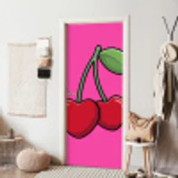 Kers - Roze - Fruit deurposter klein -sfeer6