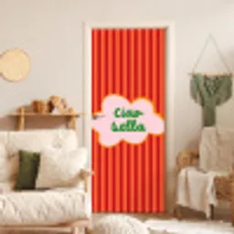 Ciao bella - Tekstwolk - Strepen - Oranje deurposter klein -sfeer2