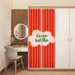 Ciao bella - Tekstwolk - Strepen - Oranje deurposter klein -sfeer3