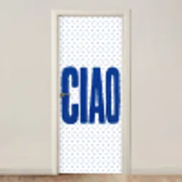 Ciao - Blauw - Stippen deurposter klein -3d_beige