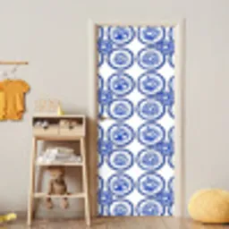 Cirkels - Bloemen - Blauw deurposter klein 289 -sfeer4