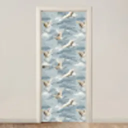 Wolken - Kraanvogels - Blauw deurposter klein 289 -3d_beige