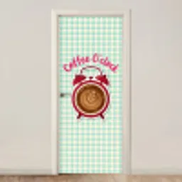 Koffie - Klok - Groen deurposter klein -3d_beige