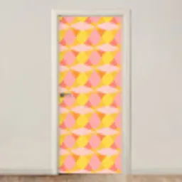 Kleurrijk - Ruitpatroon - Bladvormen deurposter klein 289 -3d_beige