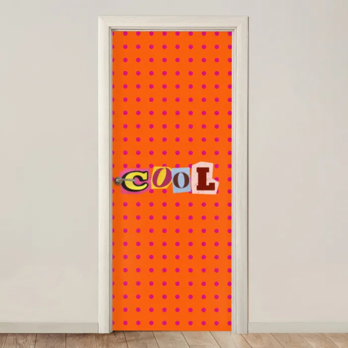 Cool - Stippen - Oranje deurposter klein -3d_beige