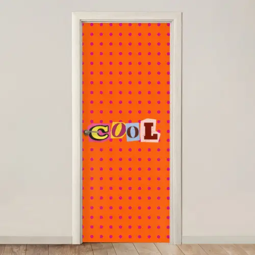 Cool - Stippen - Oranje deurposter klein -3d_beige