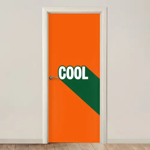 Cool - Oranje - Groen deurposter klein -3d_beige