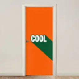 Cool - Oranje - Groen deurposter klein -3d_beige