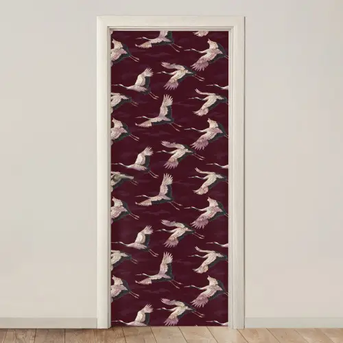 Kraanvogels - Klassiek - Bordeaux deurposter klein 289 -3d_beige