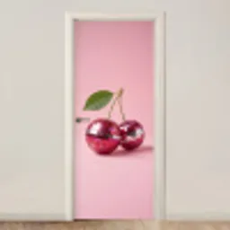 Disco - Kersen - Roze deurposter klein -3d_beige