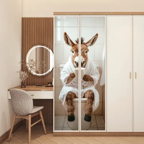 Ezel - WC - Grappig - Badjas - Dier deurposter klein -sfeer3