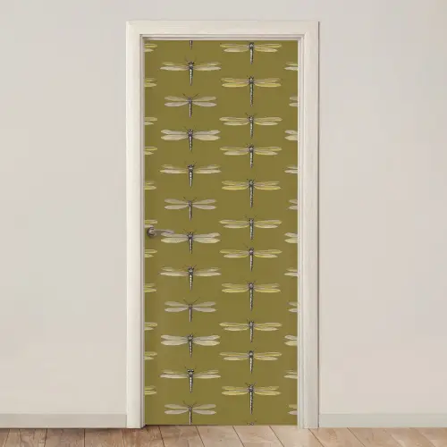 Libellen - Patroon - Groen deurposter klein 289 -3d_beige