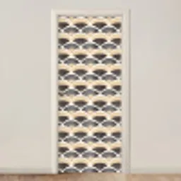 Waaier - Patroon - Zwart - Beige deurposter klein 289 -3d_beige