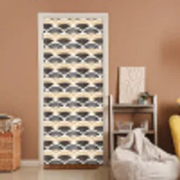 Waaier - Patroon - Zwart - Beige deurposter klein 289 -sfeer1