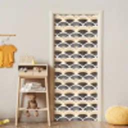 Waaier - Patroon - Zwart - Beige deurposter klein 289 -sfeer4