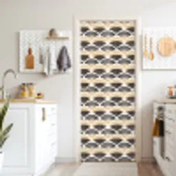 Waaier - Patroon - Zwart - Beige deurposter klein 289 -sfeer5