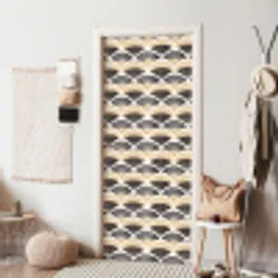 Waaier - Patroon - Zwart - Beige deurposter klein 289 -sfeer6