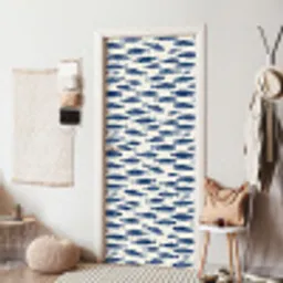 Vissen - Patroon - Blauw - Wit deurposter klein 289 -sfeer6