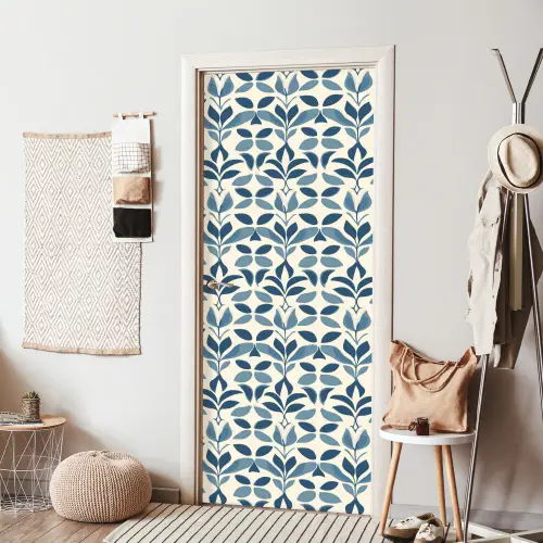 Flora - Modern - Blauw deurposter klein 289 -sfeer6