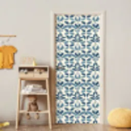 Flora - Modern - Blauw deurposter klein 289 -sfeer4