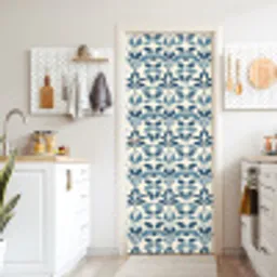 Flora - Modern - Blauw deurposter klein 289 -sfeer5