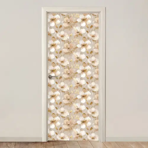 Bloemen - artistiek - Goud deurposter klein 289 -3d_beige