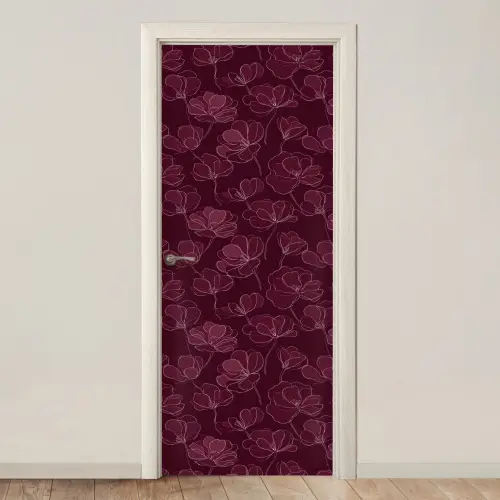 Bloemen - Patroon - Bordeauxrood deurposter klein 289 -3d_beige