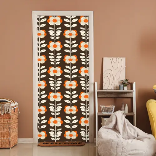 Bloemen - Retro - Bruin deurposter klein 289 -sfeer1