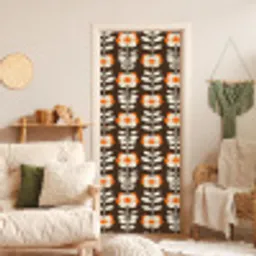 Bloemen - Retro - Bruin deurposter klein 289 -sfeer2
