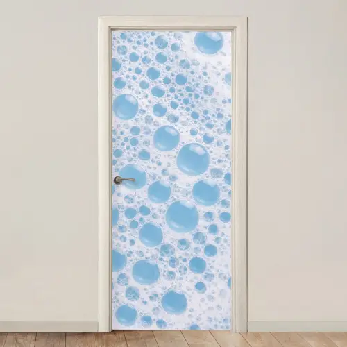 Schuim - Bubbels - Blauw deurposter klein -3d_beige