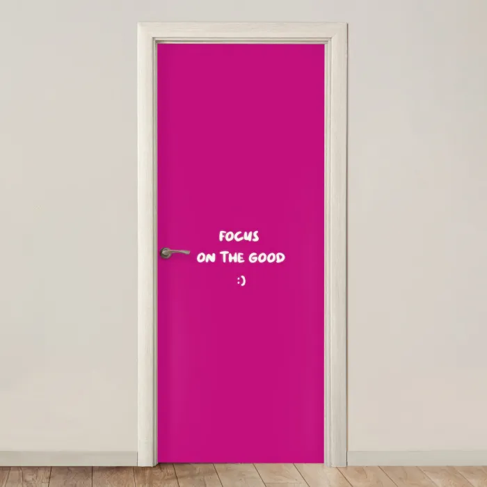 Focus - Smiley - Roze deurposter klein -3d_beige