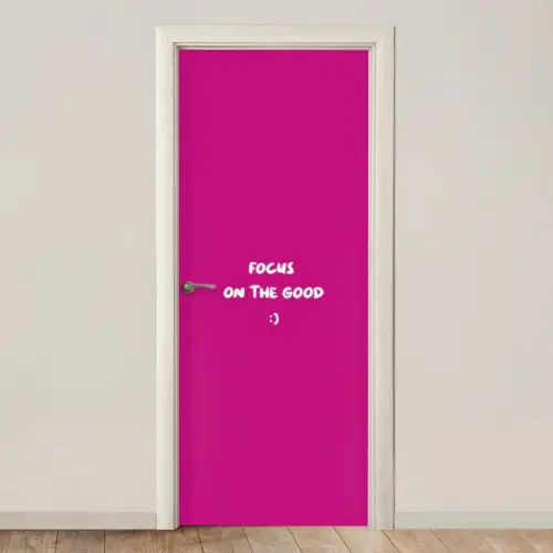 Focus - Smiley - Roze deurposter klein -3d_beige