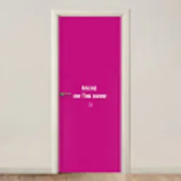 Focus - Smiley - Roze deurposter klein -3d_beige