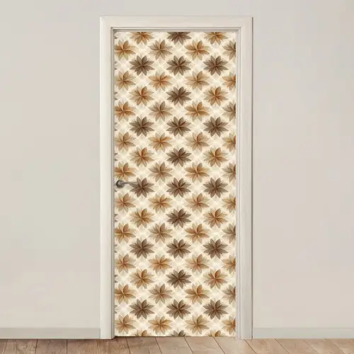 Geografisch - Patroon - Bruin deurposter klein 289 -3d_beige