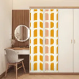 Geometrisch - Patroon - Geel - Roze deurposter klein 289 -sfeer3