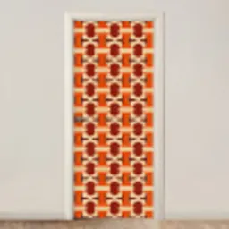 Geometrisch - Retro - Oranje deurposter klein 289 -3d_beige