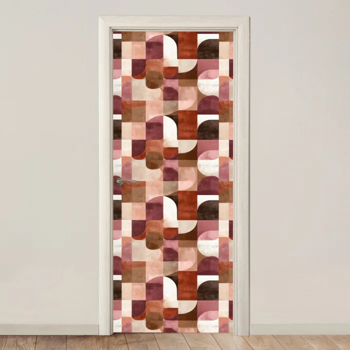 Geometrie - Modern - Retro deurposter klein 289 -3d_beige