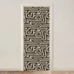 Grafisch - Lijnen - Zwart deurposter klein 289 -3d_beige